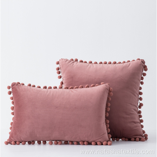 Custom velvet fabric solid tassel pillow cover